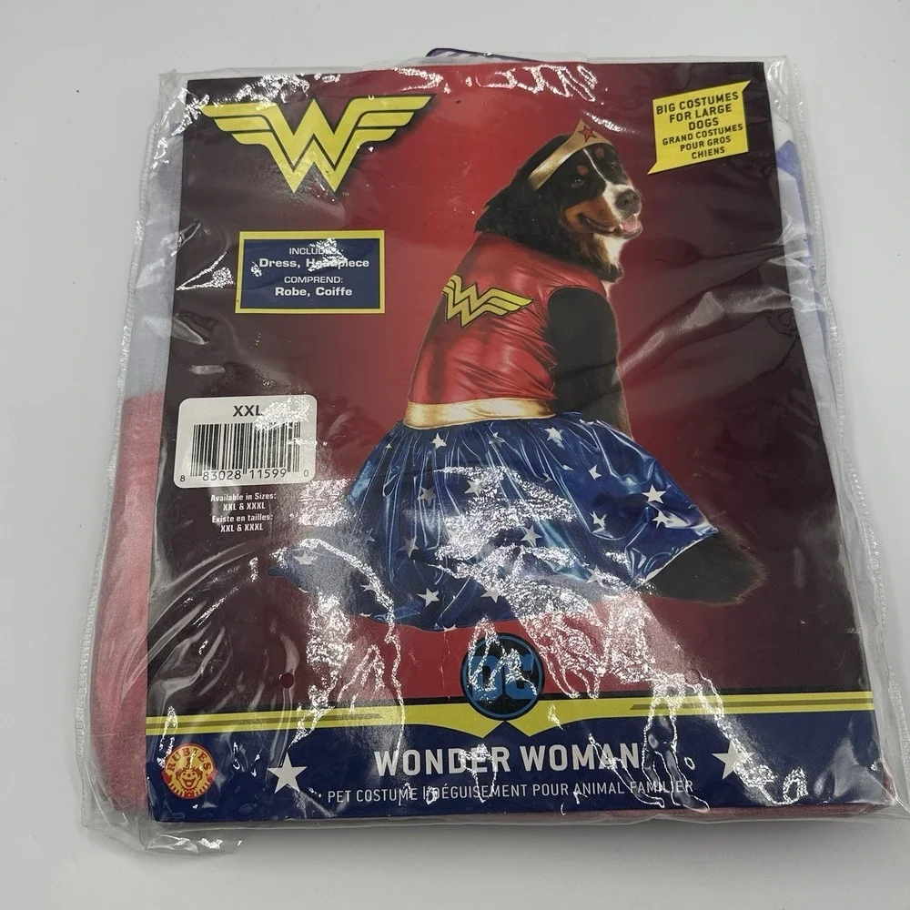 Wonder Woman DC Superhero Big Fancy Dress Up Halloween Pet Dog‎ Costume XXL